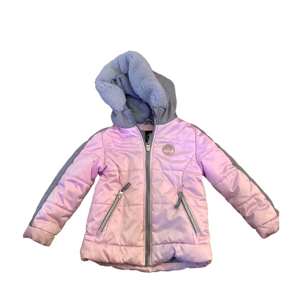 Toddler Girls Size 5, Pink and Gray Hooded Zippered Jacket - Picture 1 of 6